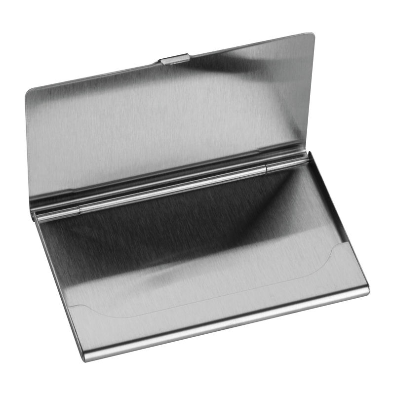 Port card metalic personalizat cu text