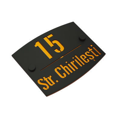 Numar de casa Arcadia 16x12cm - Negru/Amber Oglinda