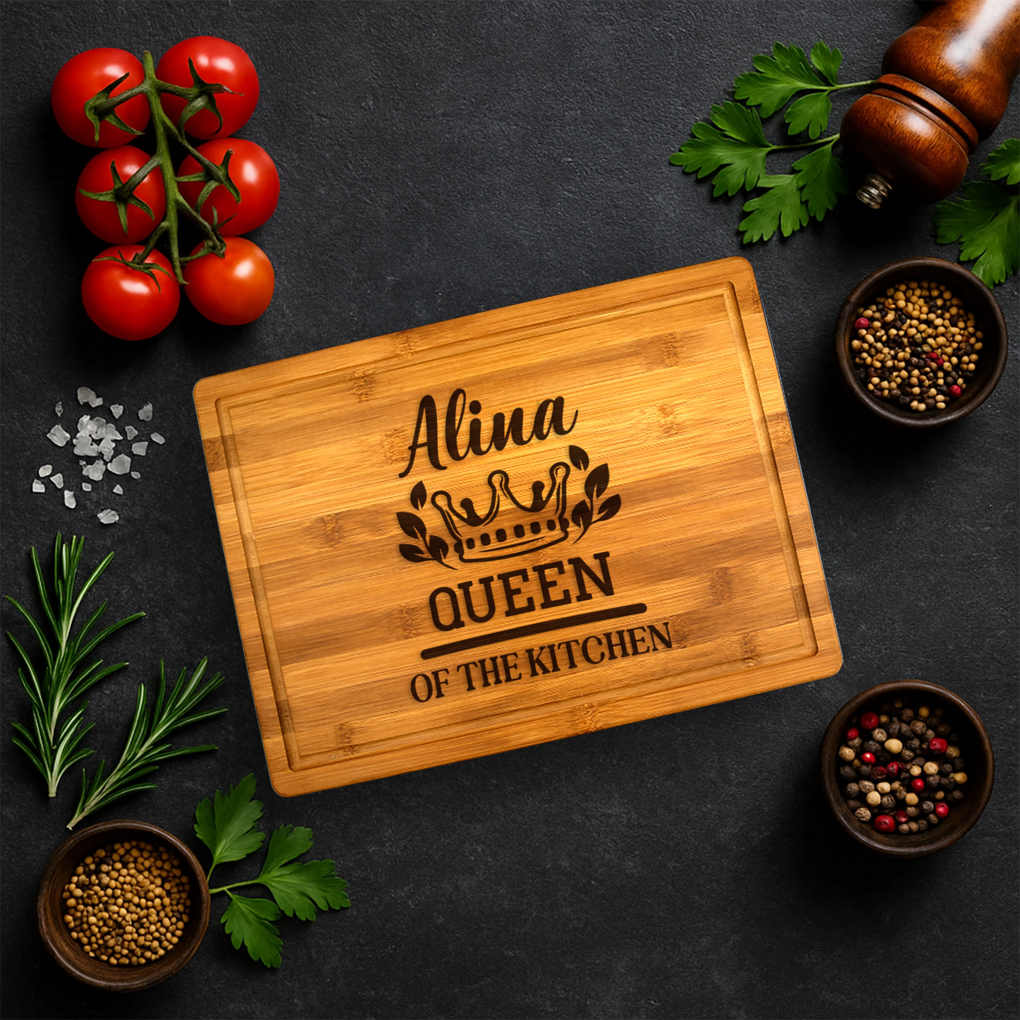 Tocator premium personalizat - Queen of the kitchen