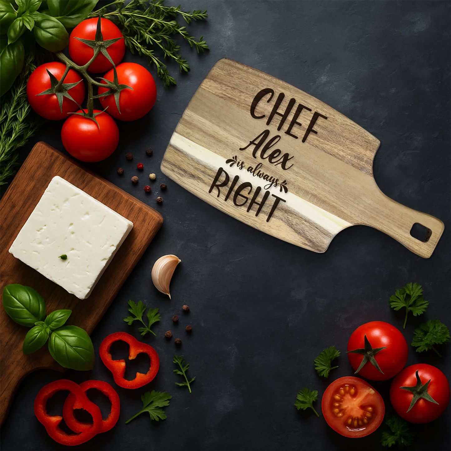 Tocator Branzeturi Premium Personalizat - Chef is always right