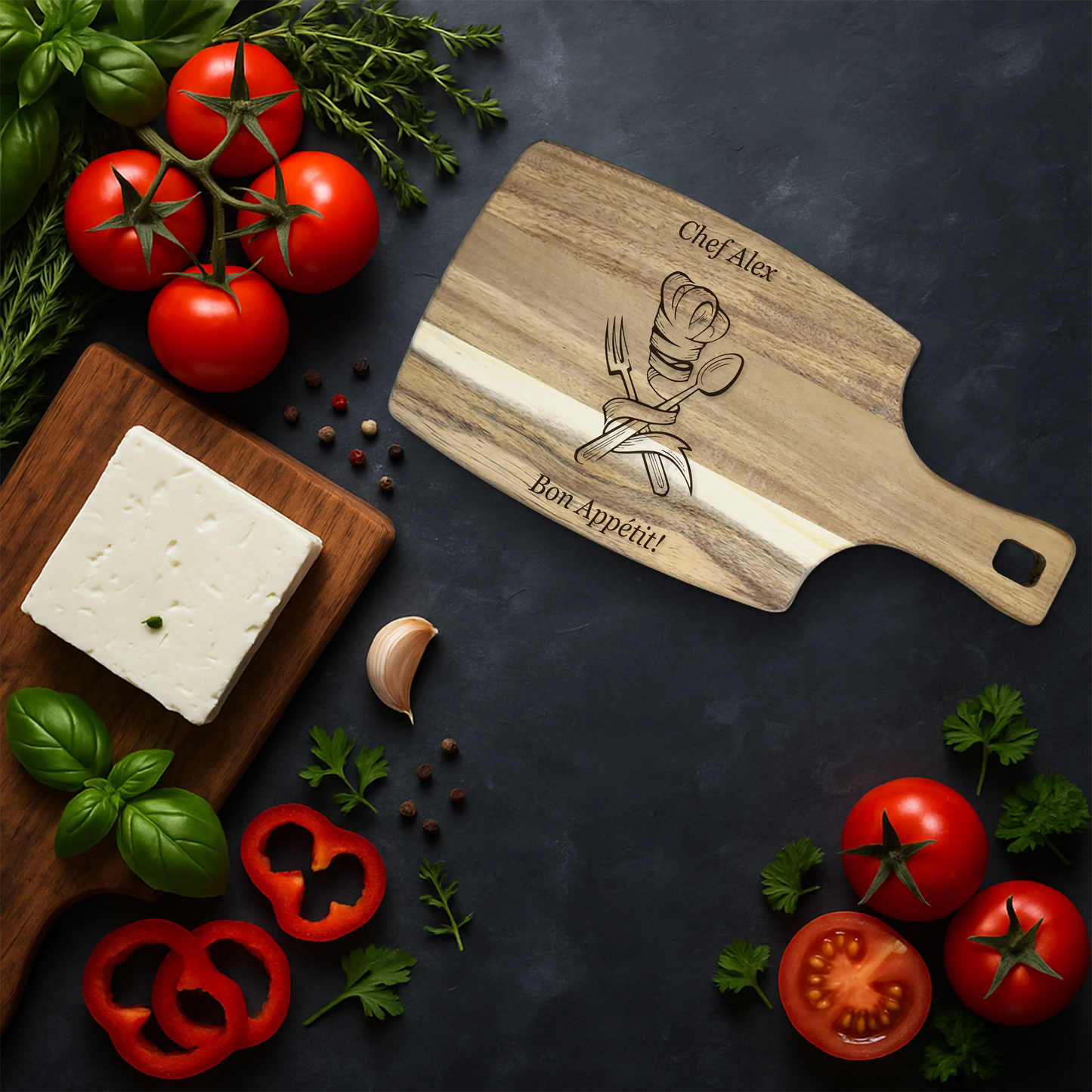 Tocator Branzeturi Premium Personalizat - Design Bucatar