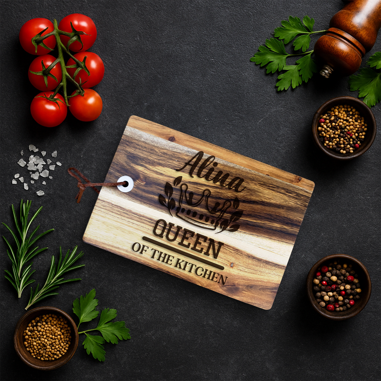 Tocator din lemn pentru branzeturi personalizat - Queen of the kitchen