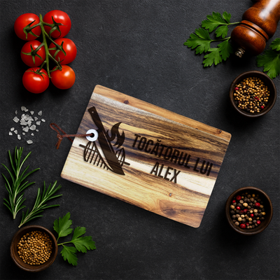 Tocator din lemn Acacia pentru branzeturi personalizat - Cutit & Gratar BBQ