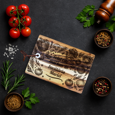 Tocator din lemn Acacia pentru branzeturi personalizat - Totul e mai bun in bucatarie