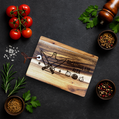 Tocator din lemn Acacia pentru branzeturi personalizat - Design Rustic
