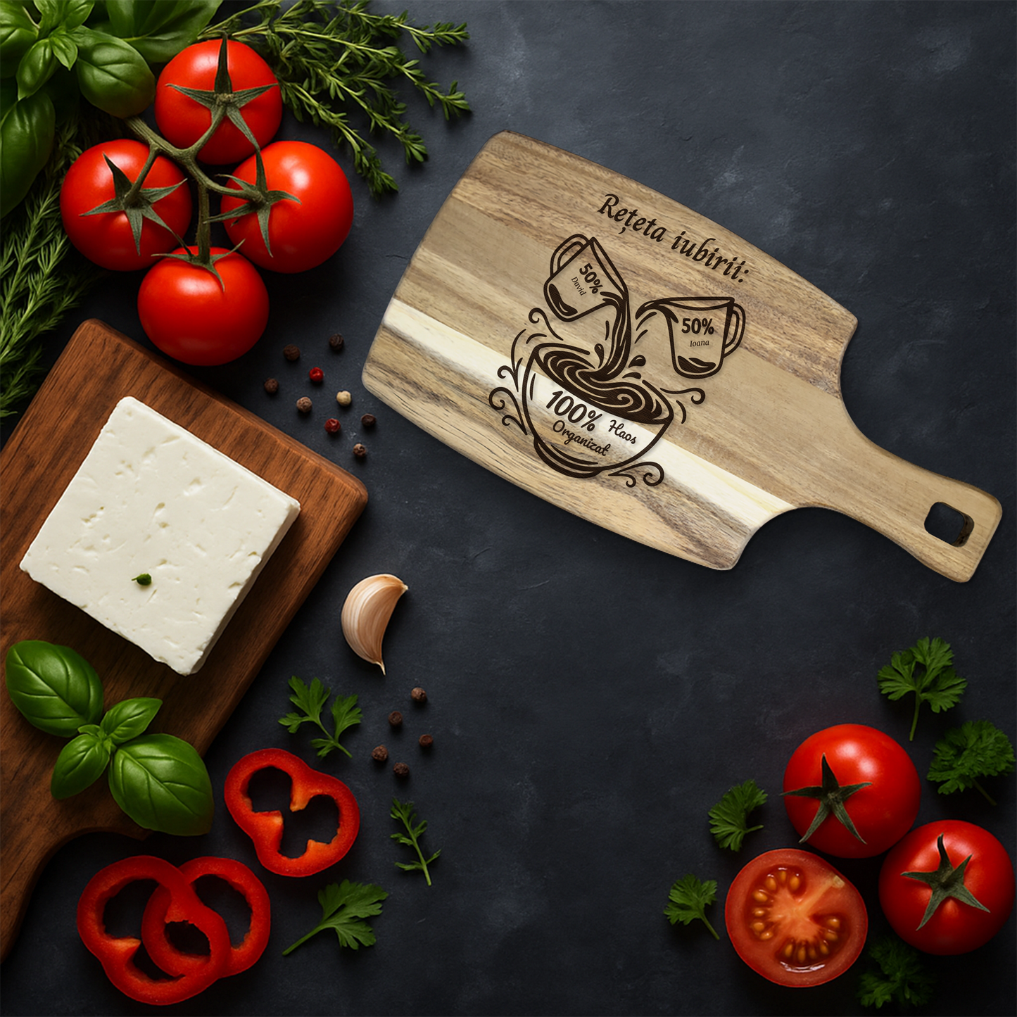 Tocator Branzeturi Premium Personalizat - Reteta iubirii