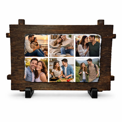 Placa din ardezie cu suport personalizata tip colaj – 6 imagini