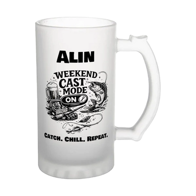 Halba de bere personalizata pentru pescari – Weekend Cast