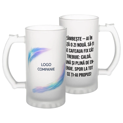 Halba de bere personalizata cu logo companie + mesaj