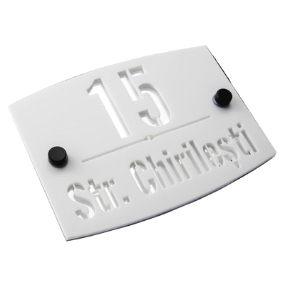 Numar de casa Arcadia 16x12cm – Alb/Argintiu Mirror