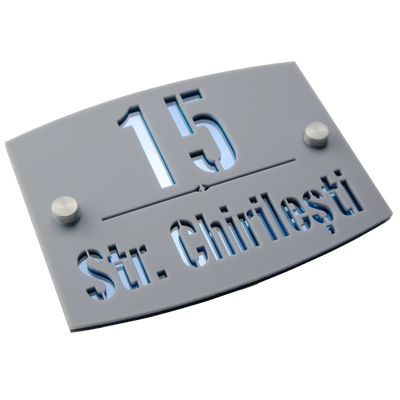 Numar de casa Arcadia 16x12cm – Gri/Aqua Blue Mirror