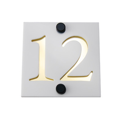 Numar de casa Prestige 10x10 – Alb/Auriu Oglinda