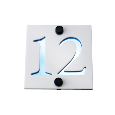 Numar de casa Prestige 10x10 – Alb/Aqua Blue Oglinda