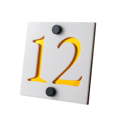 Numar de casa Prestige 10x10 – Alb/Amber Oglinda