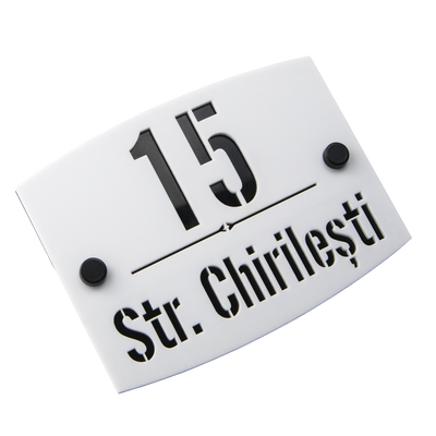 Numar de casa Arcadia 16x12cm – Alb/Negru Oglinda