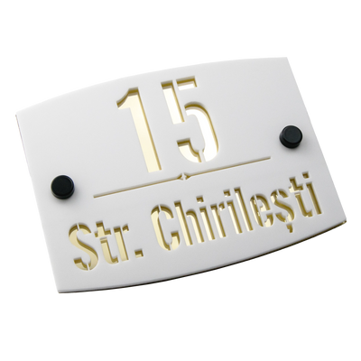 Numar de casa Arcadia 16x12cm – Alb/Auriu Oglinda
