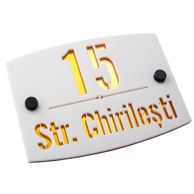 Numar de casa Arcadia 16x12cm – Alb/Amber Oglinda