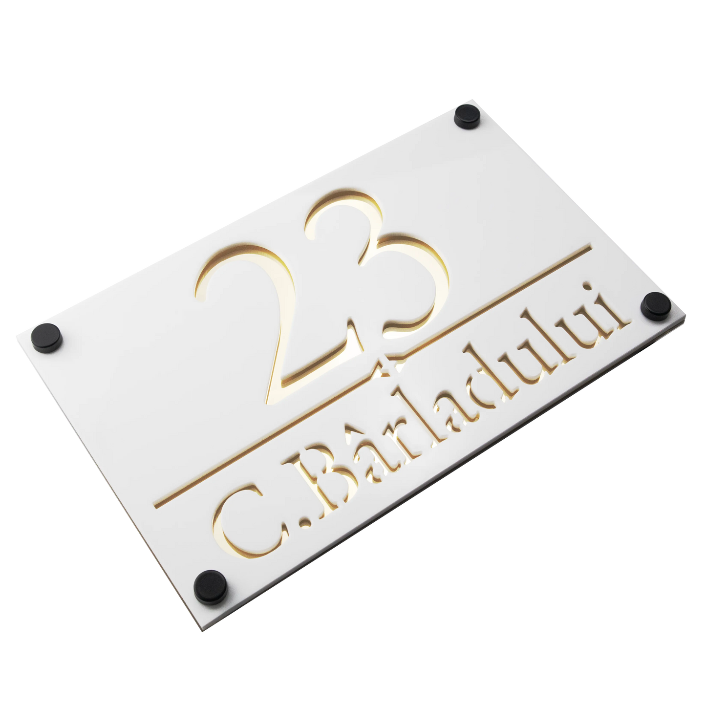 Numar de casa Imperial 25x15cm – Alb/Auriu Oglinda