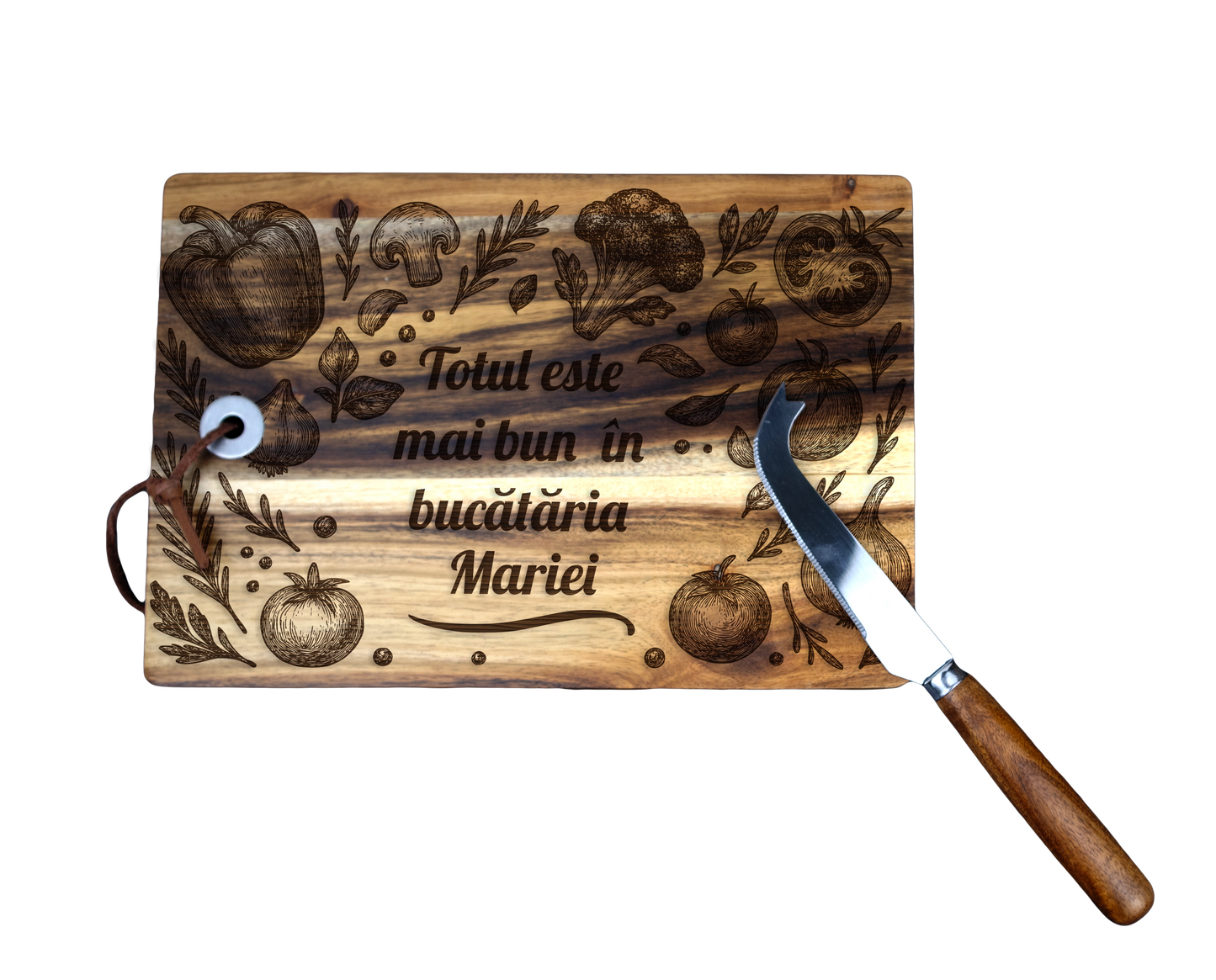 Tocator din lemn Acacia pentru branzeturi personalizat - Totul e mai bun in bucatarie