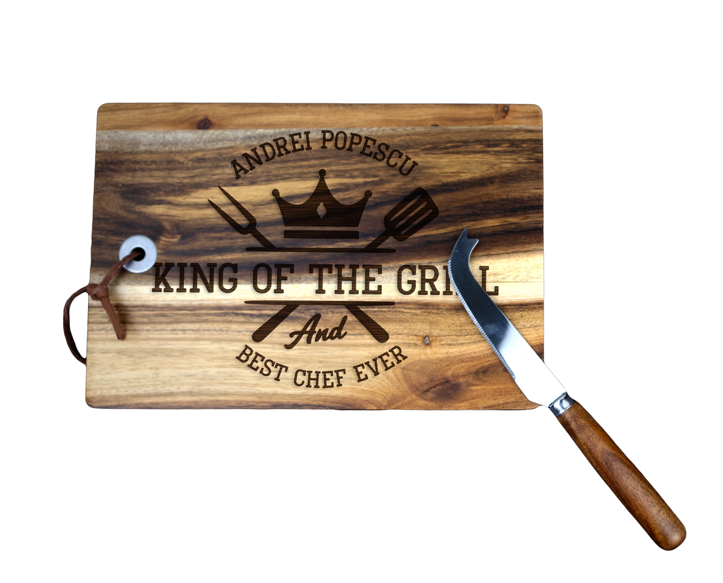 Tocator din lemn pentru branzeturi personalizat - King of the grill