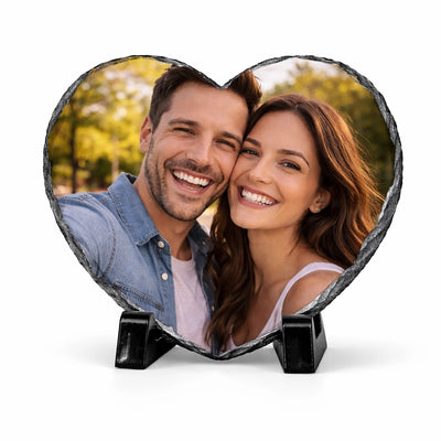 Placa ardezie in forma de inima personalizata cu imagine