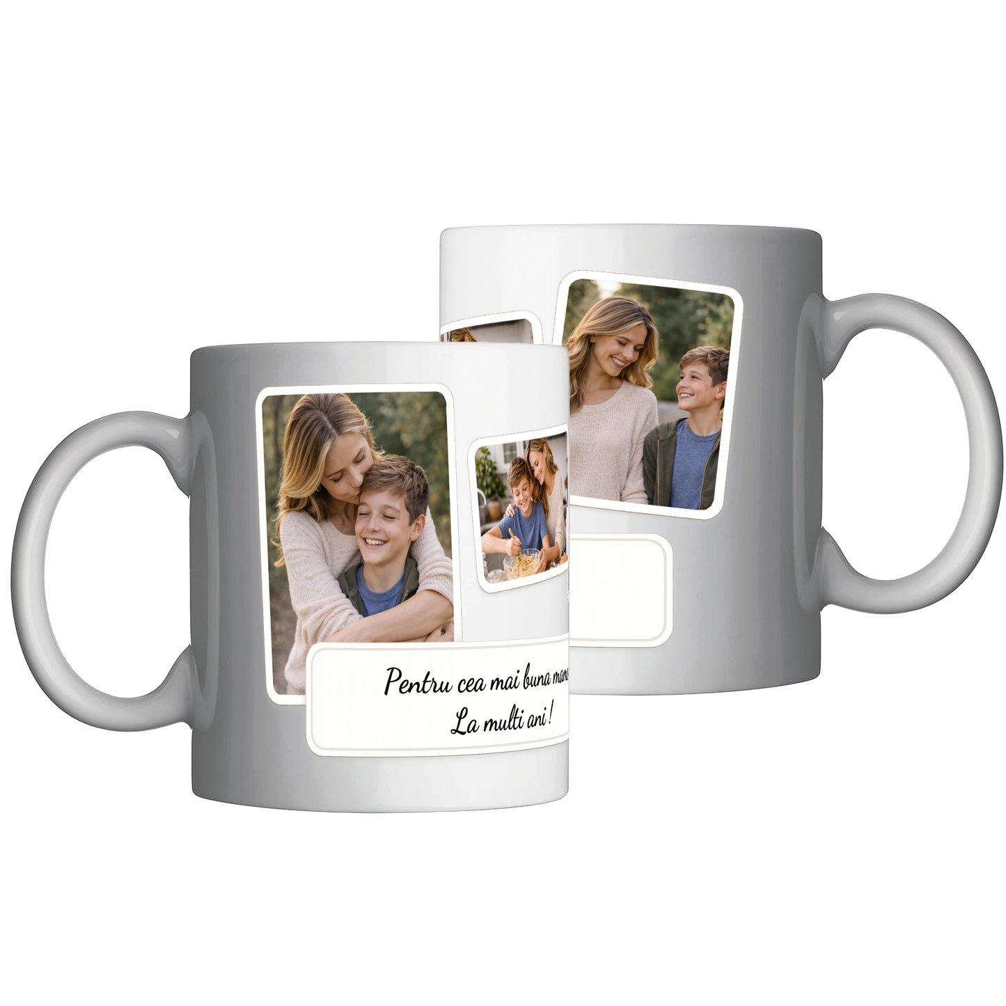 Cana personalizata cu colaj de 3 imagini + mesaj