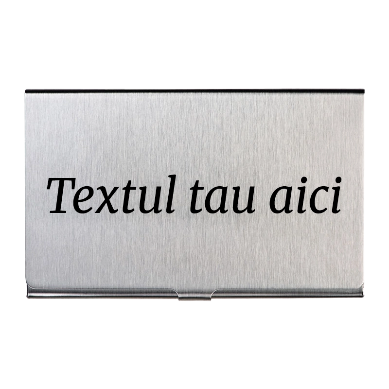Port card metalic personalizat cu text