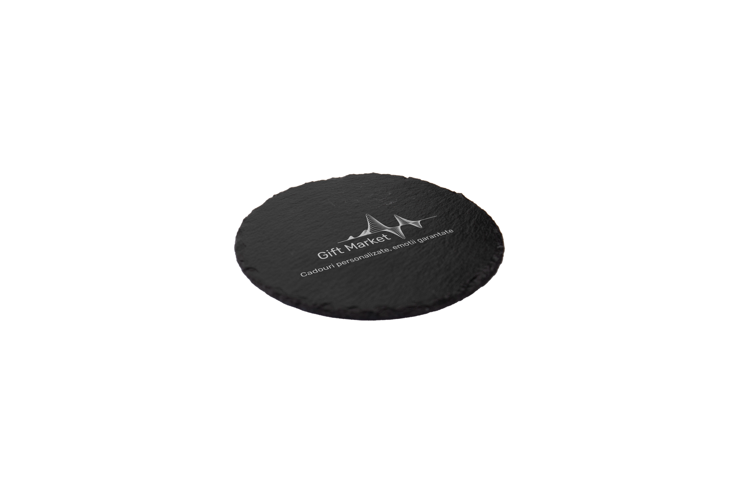 Set coastere rotunde din ardezie personalizate - Logo Companie