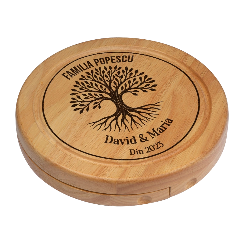 Set pentru branzeturi rotund personalizat - Copacul Familiei