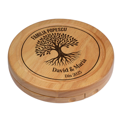 Set pentru branzeturi rotund personalizat - Copacul Familiei