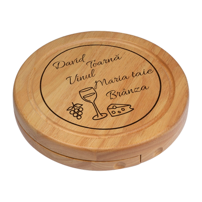 Set pentru branzeturi rotund personalizat - Tu cu Vinul, Eu cu Branza