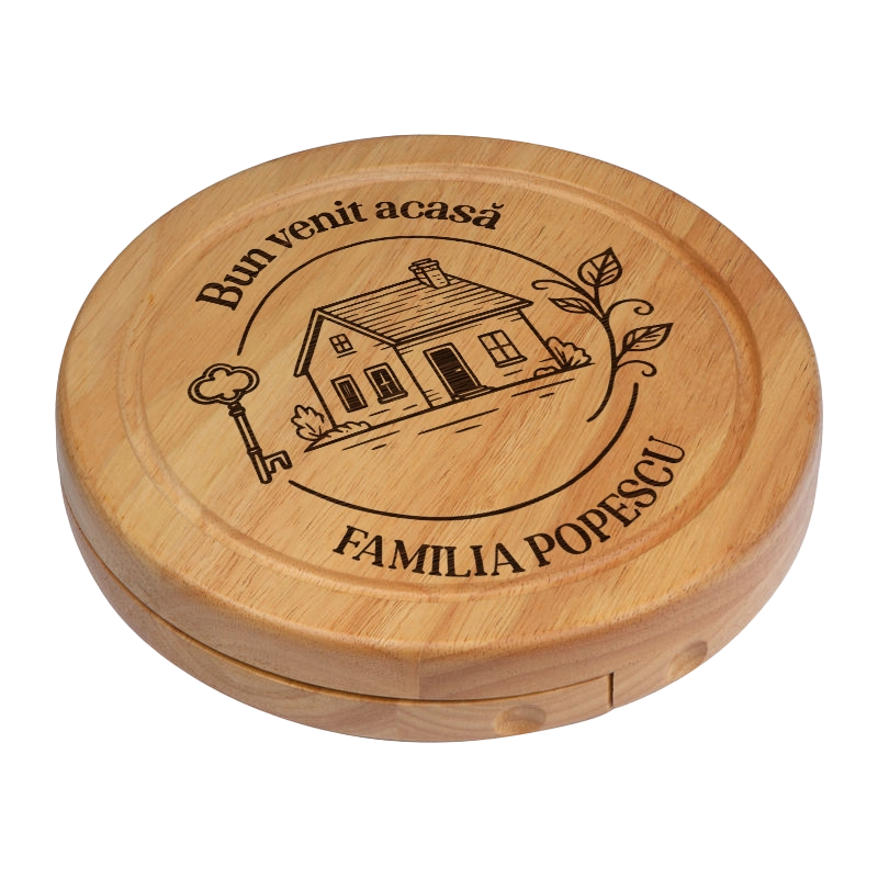 Set pentru branzeturi rotund personalizat - Bun venit acasa