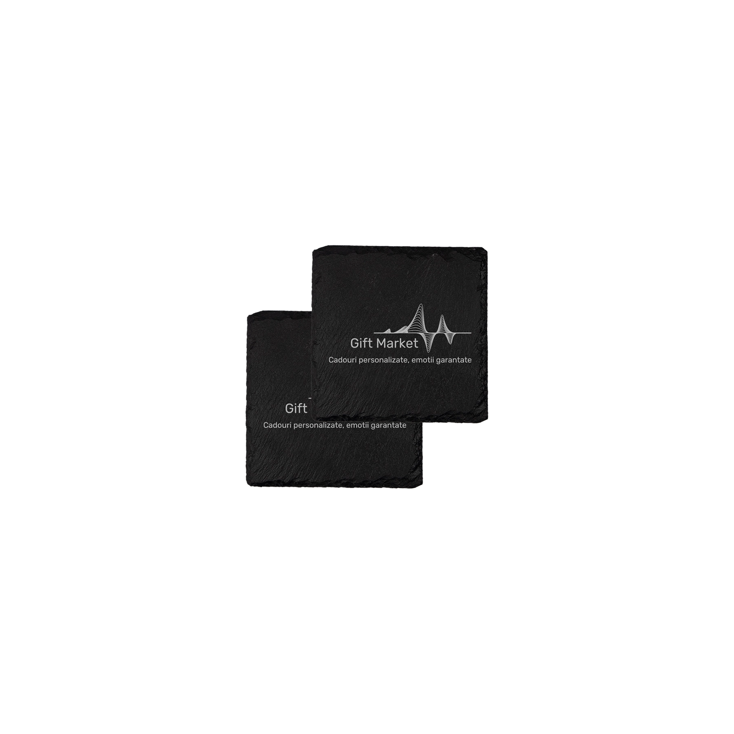 Set coastere patrate din ardezie personalizate - Logo companie