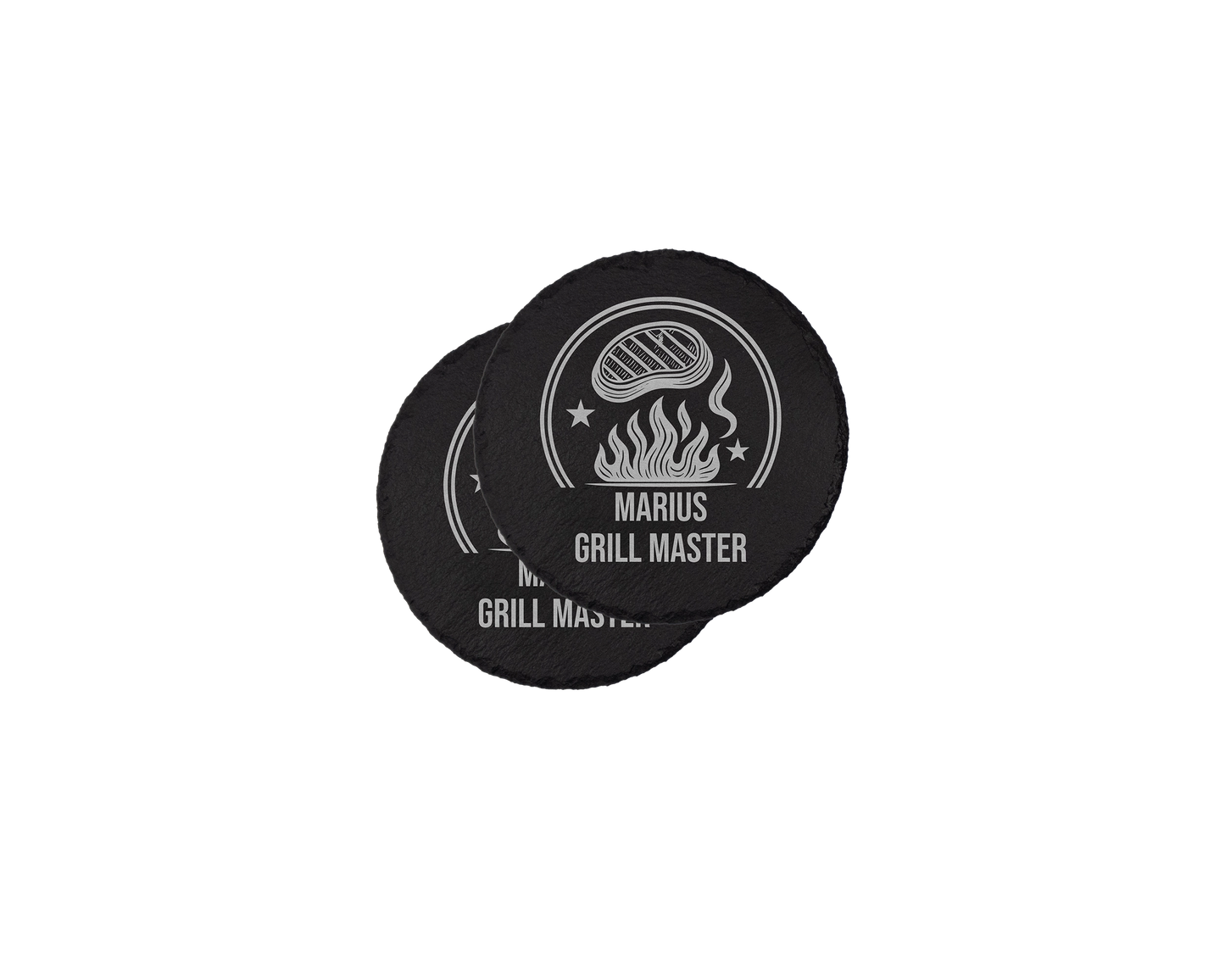 Set coastere rotunde din ardezie personalizate - Grill Master