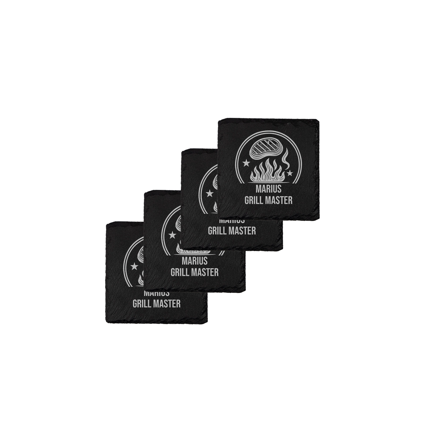 Set coastere patrate din ardezie personalizate - Grill Master