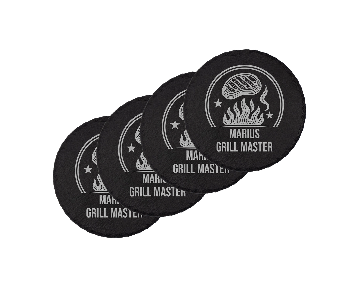 Set coastere rotunde din ardezie personalizate - Grill Master