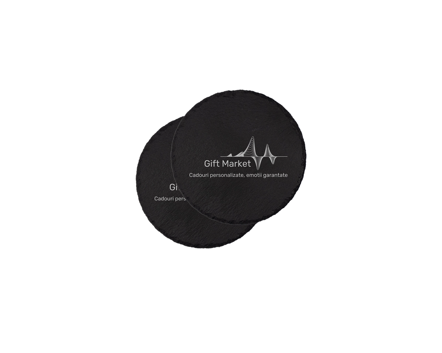 Set coastere rotunde din ardezie personalizate - Logo Companie