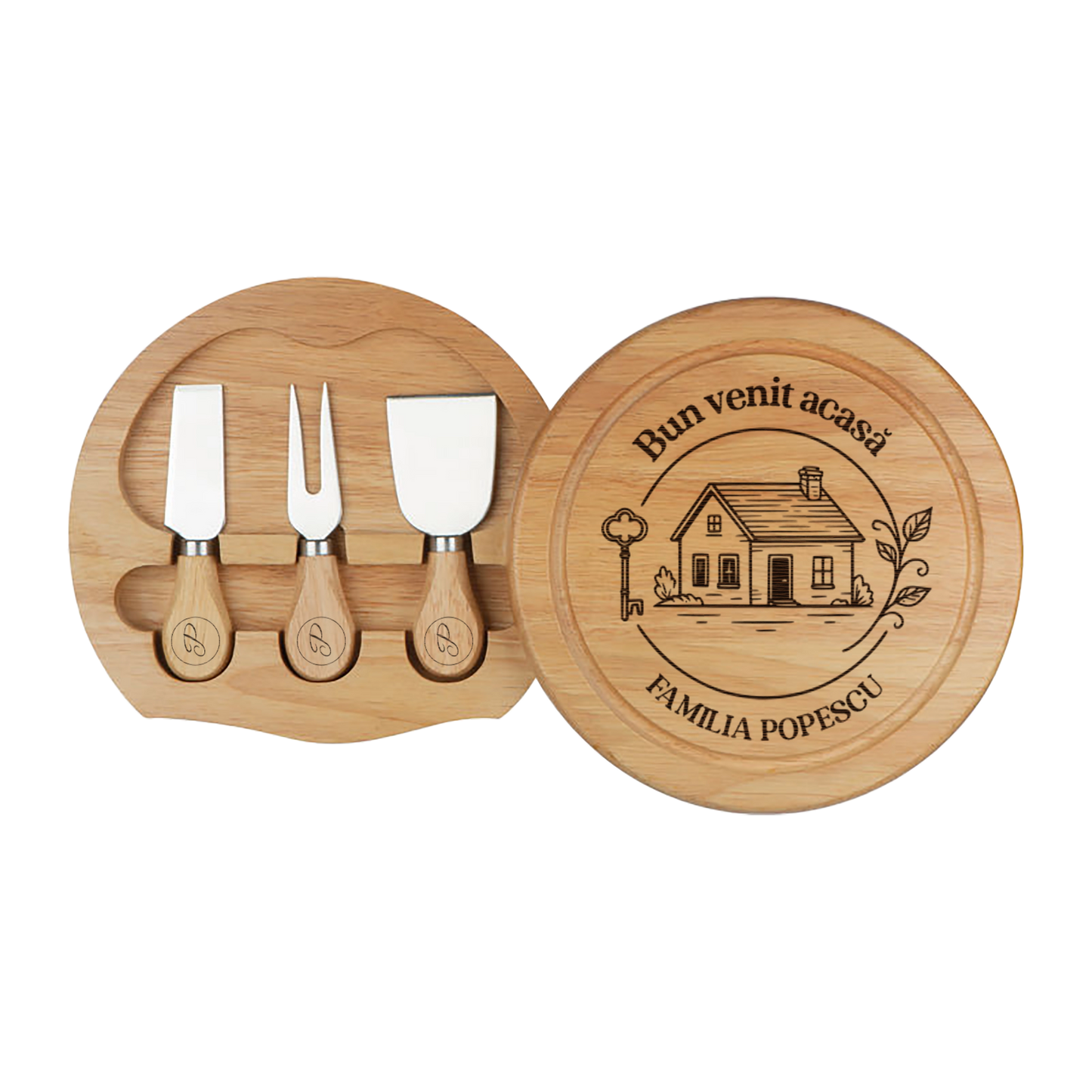 Set pentru branzeturi rotund personalizat - Bun venit acasa