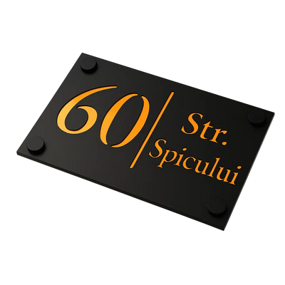 Numar de casa Imperial 23x12 Negru/Amber Oglinda