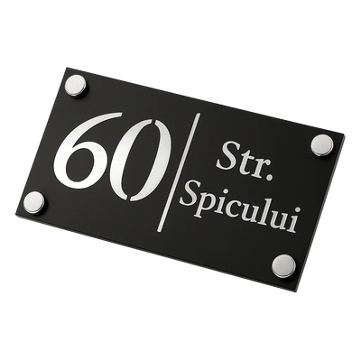 Numar de casa Imperial 23x12 Negru/Argintiu Oglinda