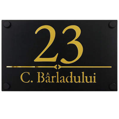 Numar de casa Imperial 25x15 Negru/Auriu Oglinda