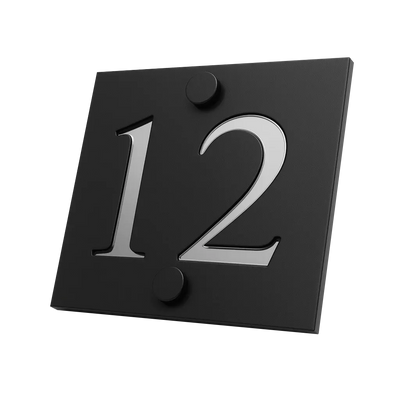 Numar de casa Prestige 10x10 Negru/Arginitu Oglinda