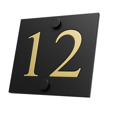 Numar de casa Prestige 10x10 Negru/Auriu Oglinda