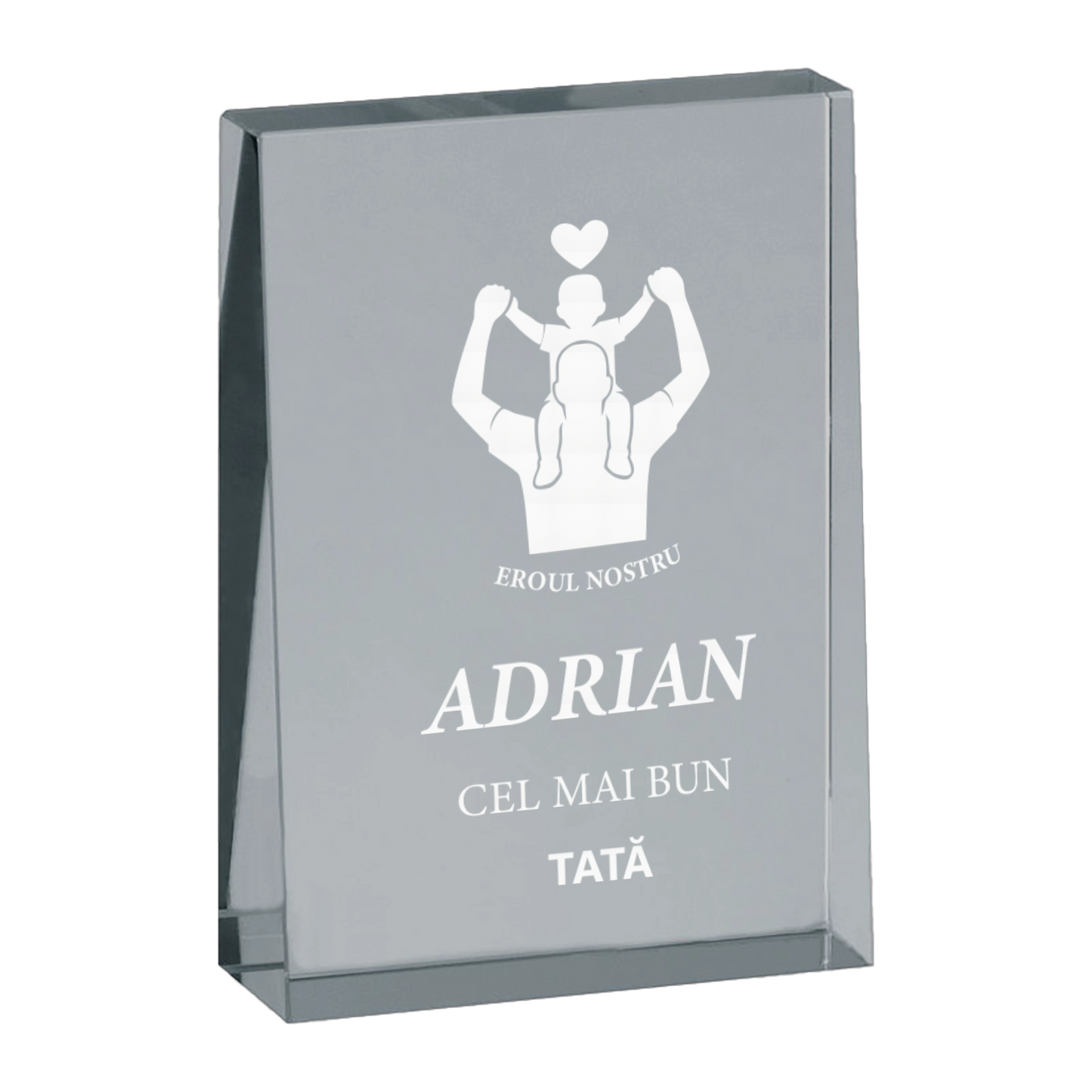 Trofeu din sticla 6,4 × 2 × 9 cm personalizat – Cel mai bun tata