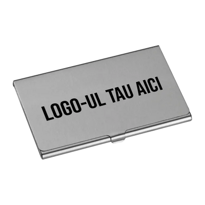 Port card metalic personalizat cu text
