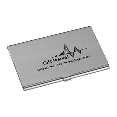 Port card metalic personalizat cu text