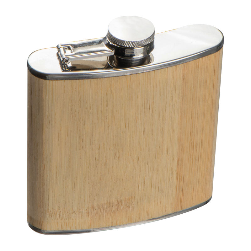 Sticluta wisky cu invelis bambus 170 ml personalizat cu logo