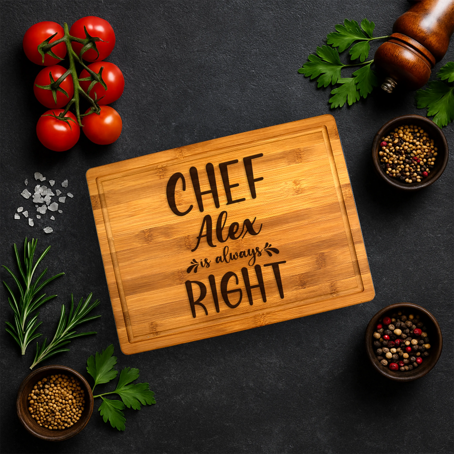 Tocator premium personalizat - Chef is always right