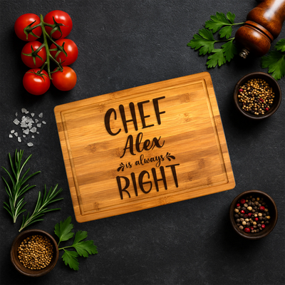 Tocator premium personalizat - Chef is always right