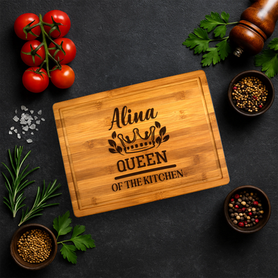 Tocator premium personalizat - Queen of the kitchen